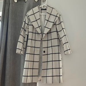 Black and white plaid coat